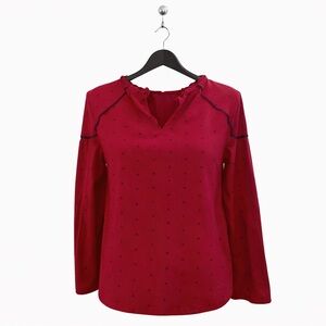 Crown & Ivy Red Polka Dot Blouse (Size Medium Petite, 100% Rayon)